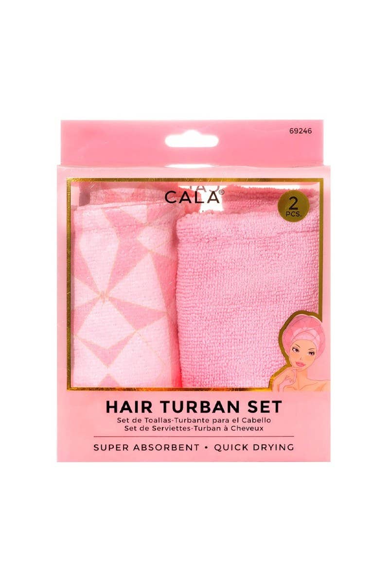 Microfiber Shower Hair Turban Set - pink